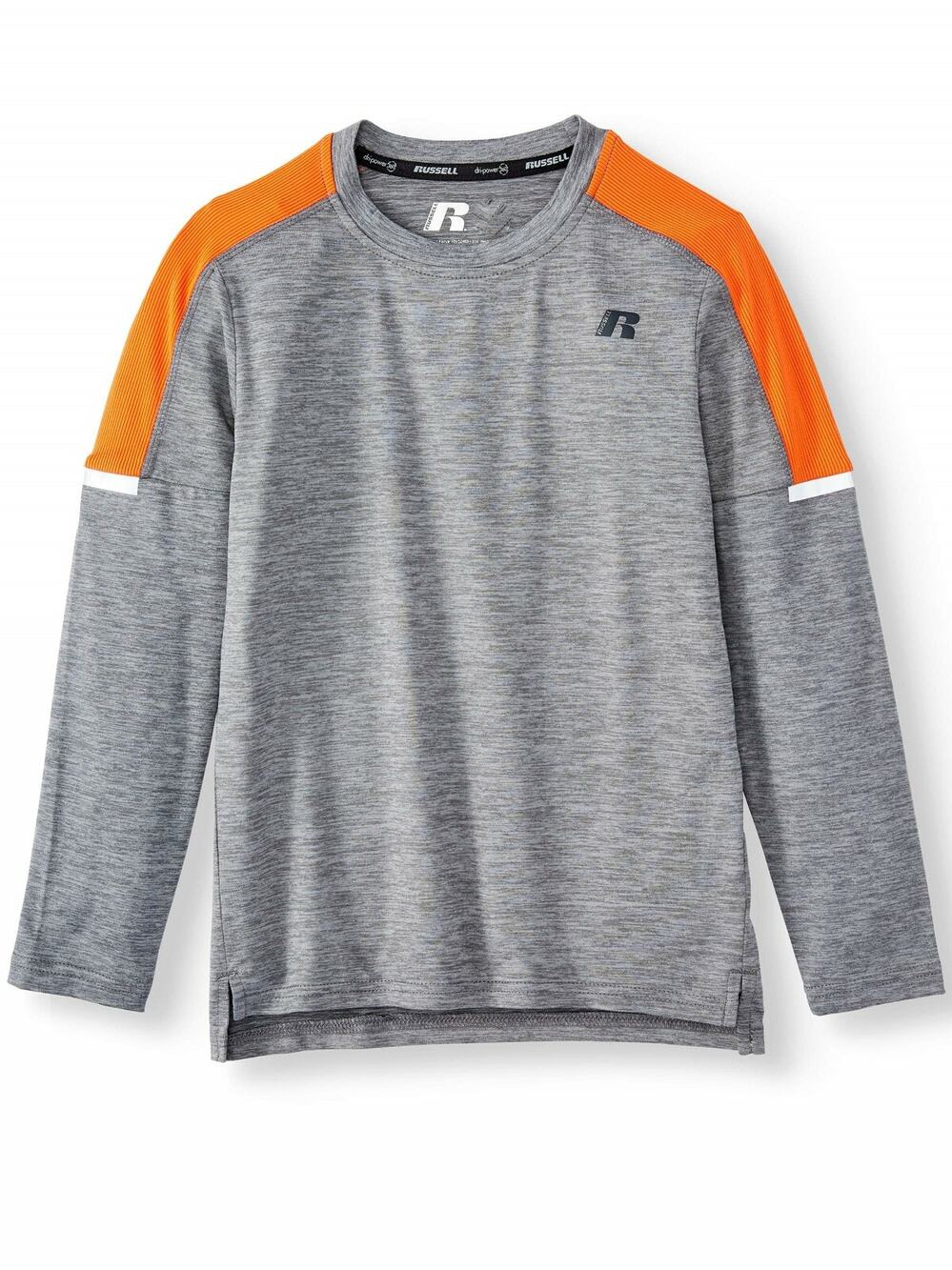 Russell Athletic Boys Gray Orange Long Sleeve T-Shirt Youth Size Large 10-12